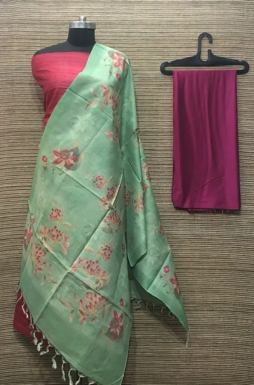 Elegant Ghicha Tussar Silk Plain Suit Material – Handwoven Natural Texture